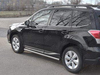 18 799 р. Защита порогов на SLITKOFF труба d63 Subaru Forester SJ рестайлинг (2016-2019) (защита порогов с заглушками на торцах)  с доставкой в г. Пермь. Увеличить фотографию 2