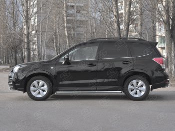 18 799 р. Защита порогов на SLITKOFF труба d63 Subaru Forester SJ рестайлинг (2016-2019) (защита порогов с заглушками на торцах)  с доставкой в г. Пермь. Увеличить фотографию 3