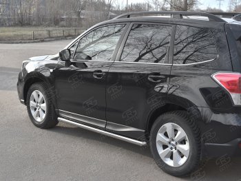 19 549 р. Защита порогов на SLITKOFF труба d63  Subaru Forester  SJ (2016-2019) рестайлинг (защита порогов с закругленными торцами)  с доставкой в г. Пермь. Увеличить фотографию 2