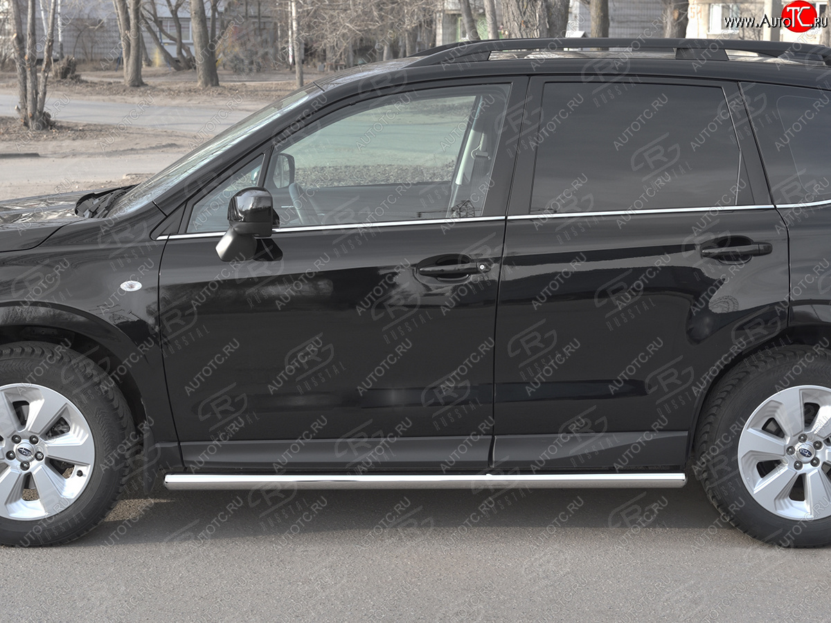 19 549 р. Защита порогов на SLITKOFF труба d63  Subaru Forester  SJ (2016-2019) рестайлинг (защита порогов с закругленными торцами)  с доставкой в г. Пермь