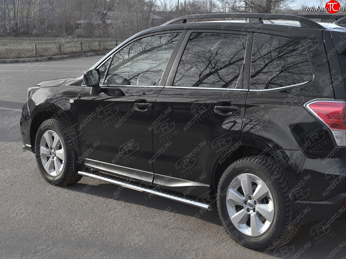 19 399 р. Защита порогов на Russtal труба 120х60 овал с проступью Subaru Forester SJ рестайлинг (2016-2019)  с доставкой в г. Пермь