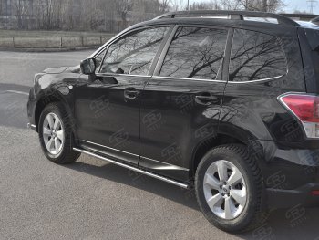 16 649 р. Защита порогов на Russtal труба 75х42 овал с проступью Subaru Forester SJ рестайлинг (2016-2019)  с доставкой в г. Пермь. Увеличить фотографию 2