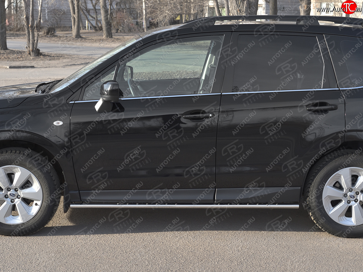 16 649 р. Защита порогов на Russtal труба 75х42 овал с проступью Subaru Forester SJ рестайлинг (2016-2019)  с доставкой в г. Пермь