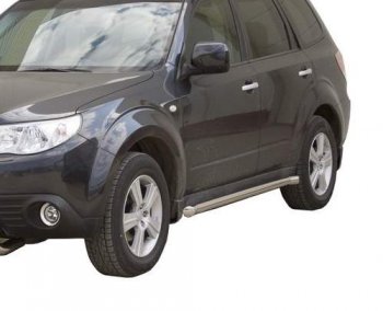 Защита порогов ТехноСфера (Техно Сфера) (Сталь с покрытием, 63.5 mm) Subaru Forester  SH (2008-2013)