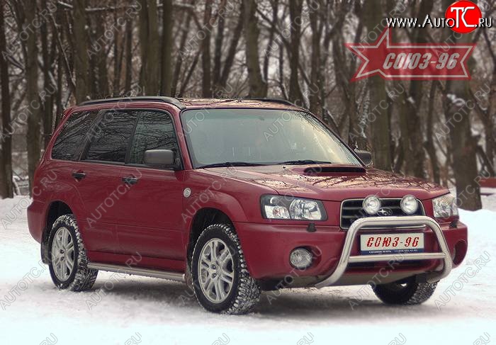 9 224 р. Защита переднего бампера Souz-96 (d60) Subaru Forester SG дорестайлинг (2002-2005)  с доставкой в г. Пермь