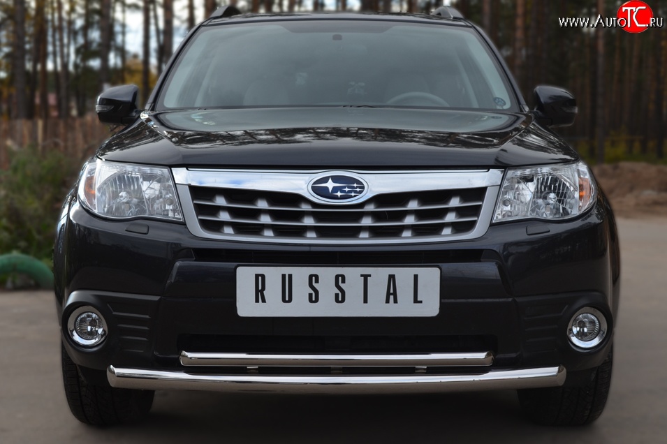18 399 р. Защита переднего бампера (2 трубыØ63 и 42 мм, нержавейка) SLITKOFF  Subaru Forester  SH (2008-2013)  с доставкой в г. Пермь