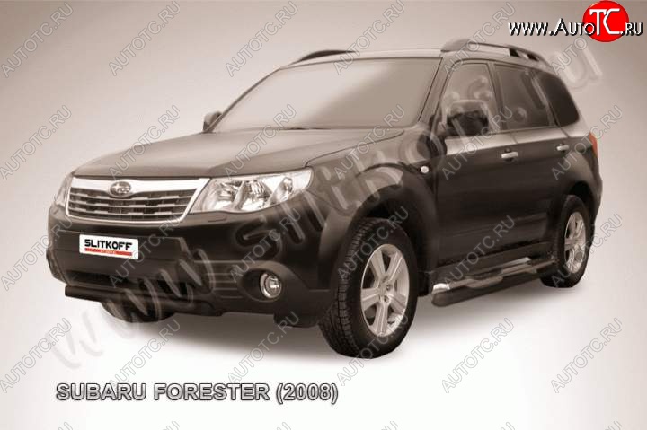 4 599 р. защита переднего бампера Slitkoff  Subaru Forester  SH (2008-2013) (Цвет: серебристый)  с доставкой в г. Пермь
