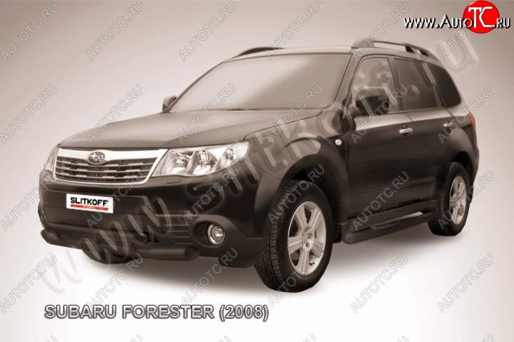 10 299 р. Защита переднего бампер Slitkoff  Subaru Forester  SH (2008-2013) (Цвет: серебристый)  с доставкой в г. Пермь