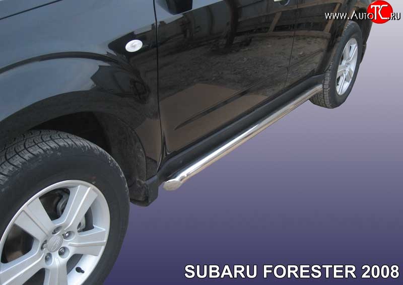 13 999 р. Защита порогов из круглой трубы диаметром 57 мм Slitkoff  Subaru Forester  SH (2008-2013) (Цвет: нержавеющая полированная сталь)  с доставкой в г. Пермь