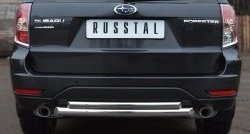 Защита заднего бампера (Ø63 и 42 мм, нержавейка) SLITKOFF Subaru Forester  SH (2008-2013)