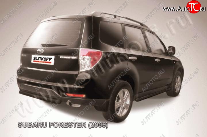 6 399 р. Защита задняя Slitkoff Subaru Forester SH (2008-2013) (Цвет: серебристый)  с доставкой в г. Пермь