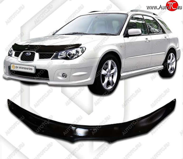 1 999 р. Дефлектор капота CA-Plastiс  Subaru Impreza ( GD,  GG) (2005-2007) седан 2-ой рестайлинг, хэтчбэк 2-ой рестайлинг (Classic черный, Без надписи)  с доставкой в г. Пермь