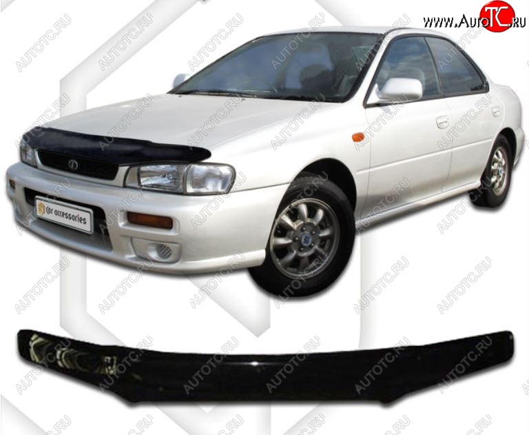 1 999 р. Дефлектор капота (GC1-GC8) CA-Plastic Subaru Impreza GC седан (1992-2000) (Classic черный, Без надписи)  с доставкой в г. Пермь