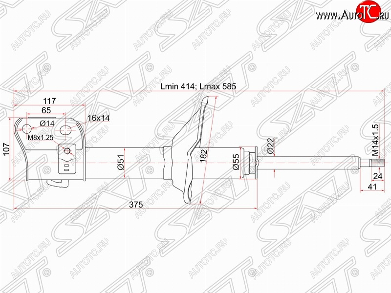 3 699 р. Левый амортизатор передний SAT Subaru Impreza GC седан (1992-2000)  с доставкой в г. Пермь