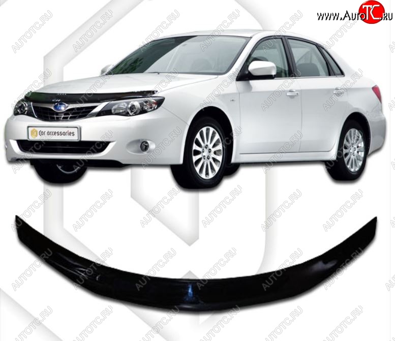 1 899 р. Дефлектор капота CA-Plastiс Subaru Impreza GE седан (2007-2012) (Classic черный, Без надписи)  с доставкой в г. Пермь