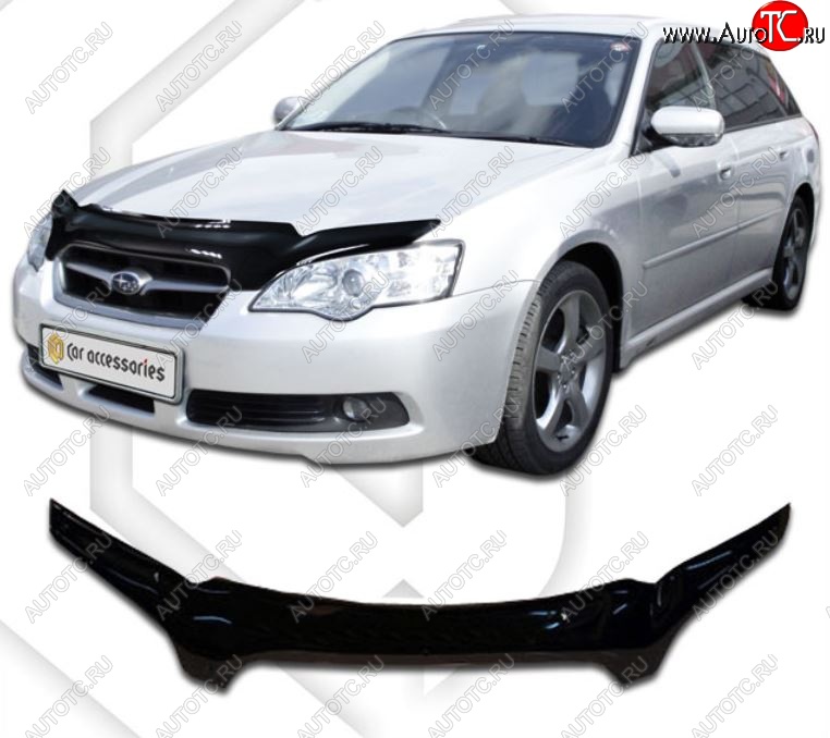 2 159 р. Дефлектор капота CA-Plastic  Subaru Legacy ( BL/B13,  BL,B13) (2003-2009) дорестайлинг седан, рестайлинг седан (Classic черный, Без надписи)  с доставкой в г. Пермь
