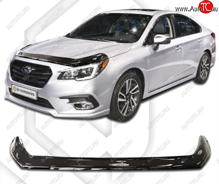 2 899 р. Дефлектор капота CA-Plastiс exclusive  Subaru Legacy  BN/B15 (2017-2025) рестайлинг седан (Classic черный, Без надписи)  с доставкой в г. Пермь