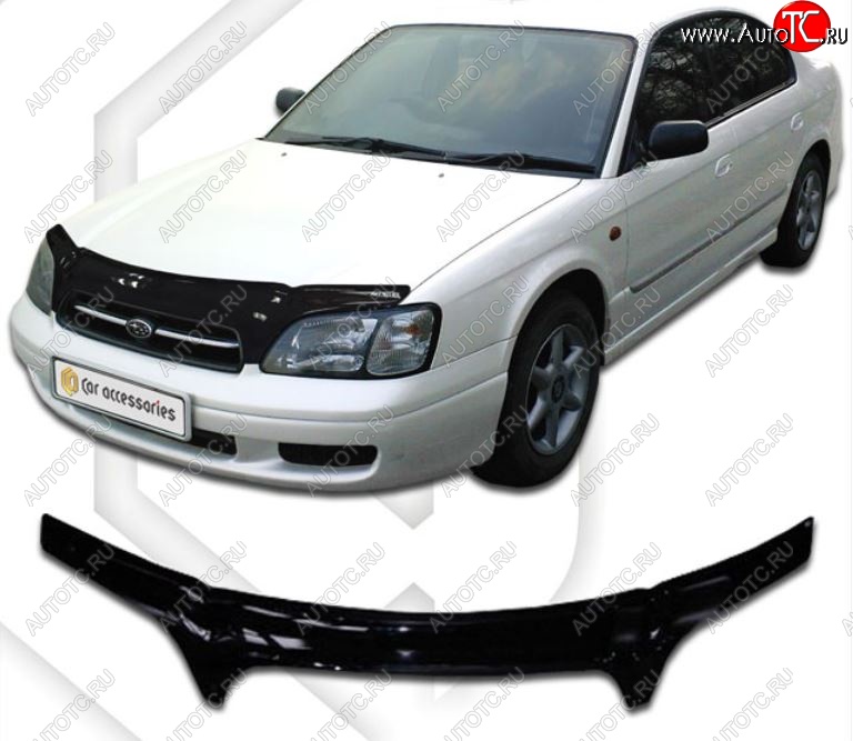 2 399 р. Дефлектор капота (BE5, BE9, BEE) CA-Plastiс Subaru Legacy BH/BE12 универсал (1998-2003) (Classic черный, Без надписи)  с доставкой в г. Пермь