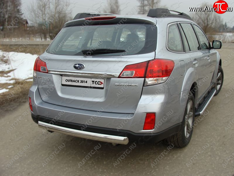 15 899 р. Защита заднего бампера (овальная) ТСС 75х42 мм  Subaru Outback  BS/B15 (2014-2018) дорестайлинг универсал  с доставкой в г. Пермь