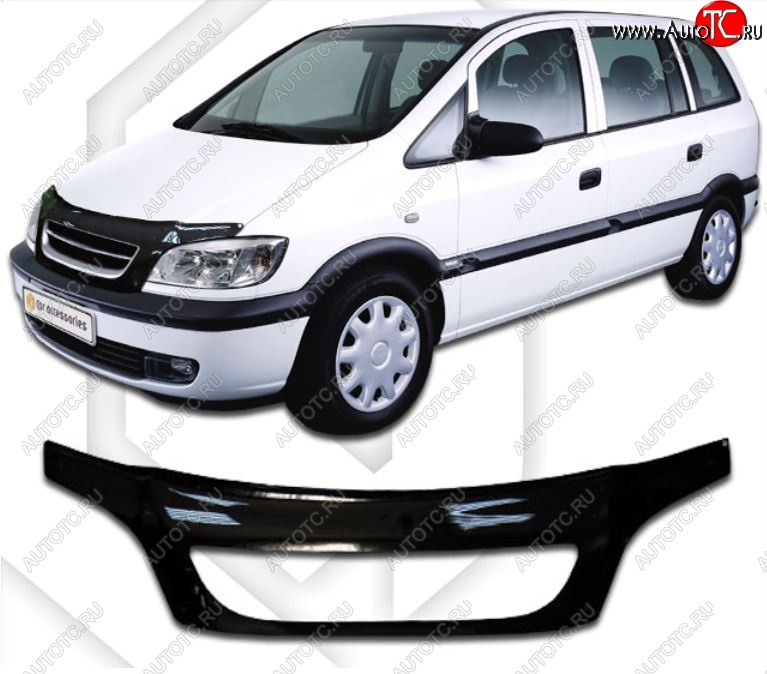 2 399 р. Дефлектор капота CA-Plastiс exclusive  Subaru Traviq (2001-2005) (Classic черный, Без надписи)  с доставкой в г. Пермь