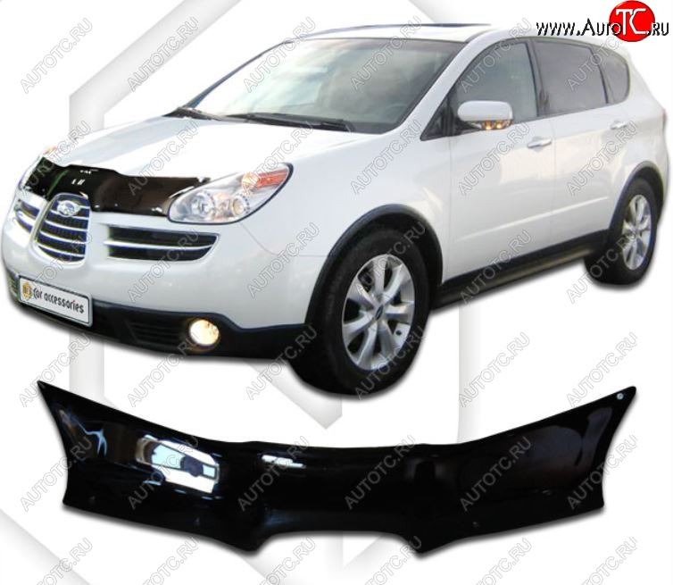 2 079 р. Дефлектор капота CA-Plastic Subaru Tribeca (2005-2007) (Classic черный, Без надписи)  с доставкой в г. Пермь