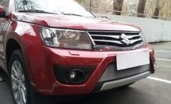 1 539 р. Сетка на бампер Russtal (хром) Suzuki Grand Vitara JT 5 дверей 2-ой рестайлинг (2012-2016)  с доставкой в г. Пермь. Увеличить фотографию 2