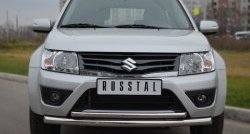 17 999 р. Защита переднего бампера (2 трубыØ63 и 42 мм, нержавейка) SLITKOFF  Suzuki Grand Vitara  JT (2012-2016) 3 двери 2-ой рестайлинг  с доставкой в г. Пермь. Увеличить фотографию 2