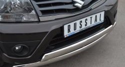 16 999 р. Защита переднего бампера (2 трубыØ75х42 мм, нержавейка) Russtal Suzuki Grand Vitara JT 5 дверей 2-ой рестайлинг (2012-2016)  с доставкой в г. Пермь. Увеличить фотографию 2