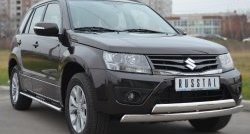 16 999 р. Защита переднего бампера (2 трубыØ75х42 мм, нержавейка) Russtal Suzuki Grand Vitara JT 5 дверей 2-ой рестайлинг (2012-2016)  с доставкой в г. Пермь. Увеличить фотографию 4