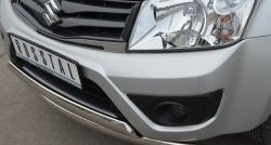 16 849 р. Защита переднего бампера (2 трубыØ75х42 мм, нержавейка) Russtal Suzuki Grand Vitara JT 3 двери 2-ой рестайлинг (2012-2016)  с доставкой в г. Пермь. Увеличить фотографию 3