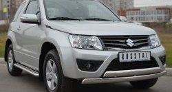 16 849 р. Защита переднего бампера (2 трубыØ75х42 мм, нержавейка) Russtal Suzuki Grand Vitara JT 3 двери 2-ой рестайлинг (2012-2016)  с доставкой в г. Пермь. Увеличить фотографию 4