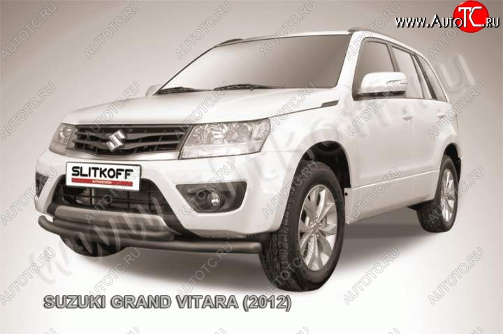 8 199 р. Защита переднего бампер Slitkoff Suzuki Grand Vitara JT 5 дверей 2-ой рестайлинг (2012-2016) (Цвет: серебристый)  с доставкой в г. Пермь