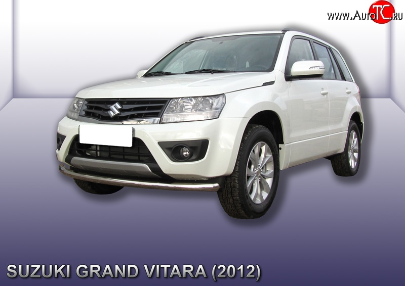 10 849 р. Одинарная защита переднего бампера из трубы диаметром 57 мм Slitkoff Suzuki Grand Vitara JT 5 дверей 2-ой рестайлинг (2012-2016) (Цвет: нержавеющая полированная сталь)  с доставкой в г. Пермь