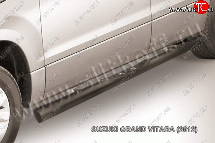 12 399 р. Защита порогов Slitkoff Suzuki Grand Vitara JT 5 дверей 2-ой рестайлинг (2012-2016) (Цвет: серебристый)  с доставкой в г. Пермь
