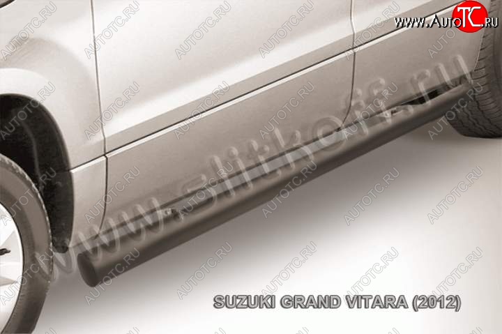 10 599 р. Защита порогов Slitkoff Suzuki Grand Vitara JT 5 дверей 2-ой рестайлинг (2012-2016) (Цвет: серебристый)  с доставкой в г. Пермь