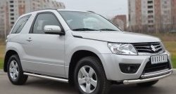 69 999 р. Защита порогов из круглой трубы диаметром 63 мм (3 дв.) Russtal Suzuki Grand Vitara JT 3 двери 2-ой рестайлинг (2012-2016) (Защита порогов с со скосами на торцах (вариант 1))  с доставкой в г. Пермь. Увеличить фотографию 9