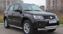 70 999 р. Защита порогов из круглой трубы диаметром 63 мм (5 дв.) Russtal Suzuki Grand Vitara JT 5 дверей 2-ой рестайлинг (2012-2016) (Защита порогов с со скосами на торцах (вариант 1))  с доставкой в г. Пермь. Увеличить фотографию 4