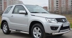 83 999 р. Защита порогов с пластиковыми вставками для ног из круглой трубы диаметром 76 мм (3 дв.) Russtal Suzuki Grand Vitara JT 3 двери 2-ой рестайлинг (2012-2016) (Защита порогов с со скосами на торцах (вариант 1))  с доставкой в г. Пермь. Увеличить фотографию 9