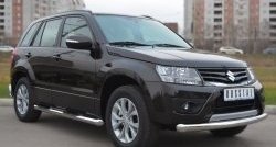 83 999 р. Защита порогов с пластиковыми вставками для ног из круглой трубы диаметром 76 мм (5 дв.) Russtal Suzuki Grand Vitara JT 5 дверей 2-ой рестайлинг (2012-2016) (Защита порогов с со скосами на торцах (вариант 1))  с доставкой в г. Пермь. Увеличить фотографию 4