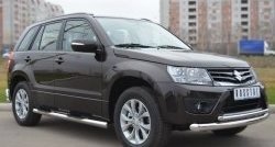 83 999 р. Защита порогов с пластиковыми вставками для ног из круглой трубы диаметром 76 мм (5 дв.) Russtal Suzuki Grand Vitara JT 5 дверей 2-ой рестайлинг (2012-2016) (Защита порогов с со скосами на торцах (вариант 1))  с доставкой в г. Пермь. Увеличить фотографию 9