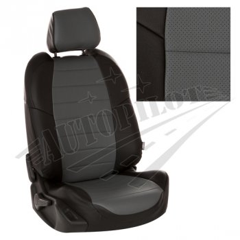 Чехлы сидений AUTOPILOT Экокожа (задние сиденье и спинка 40/60) Suzuki Grand Vitara ( JT 5 дверей,  JT) (2005-2016) дорестайлинг, 1-ый рестайлинг, 2-ой рестайлинг, 3 двери 2-ой рестайлинг (Черный + Серый)