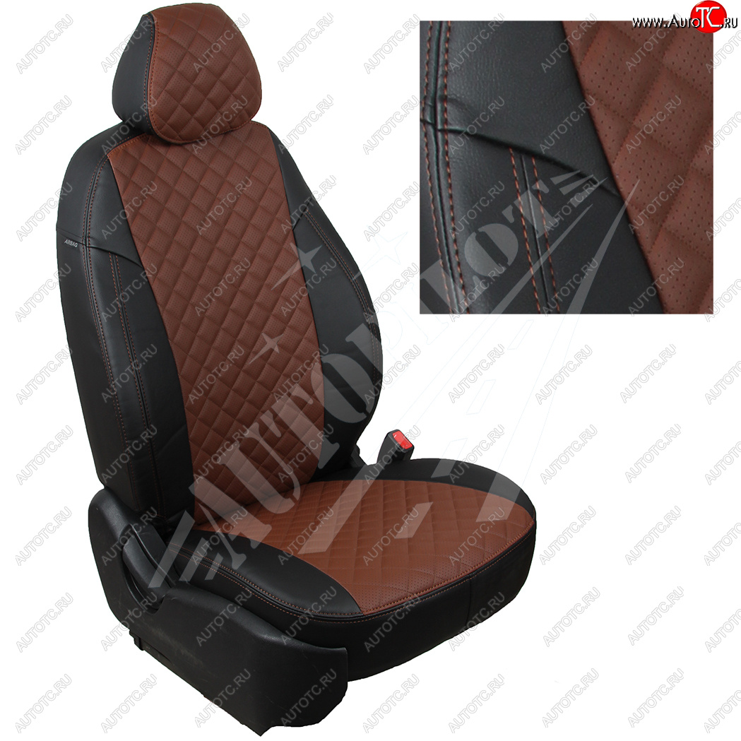 14 449 р. Чехлы сидений AUTOPILOT Экокожа Ромб (задние сиденье и спинка 40/60)  Suzuki Grand Vitara ( JT 5 дверей,  JT) (2005-2016) дорестайлинг, 1-ый рестайлинг, 2-ой рестайлинг, 3 двери 2-ой рестайлинг (Черный + Темно коричневый)  с доставкой в г. Пермь