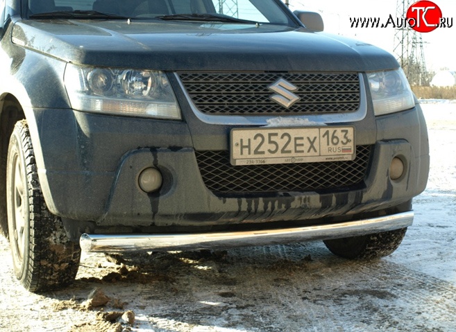 9 499 р. Защита переднего бампера d75x42 мм Металл Дизайн  Suzuki Grand Vitara ( JT 5 дверей,  JT 3 двери) (2005-2008) дорестайлинг, дорестайлинг (полированная нержавейка)  с доставкой в г. Пермь