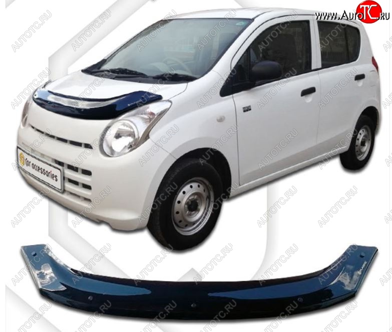 1 999 р. Дефлектор капота CA-Plastiс  Suzuki Alto  HA25-35 (2009-2014) хэтчбэк 5 дв. (Classic черный, Без надписи)  с доставкой в г. Пермь