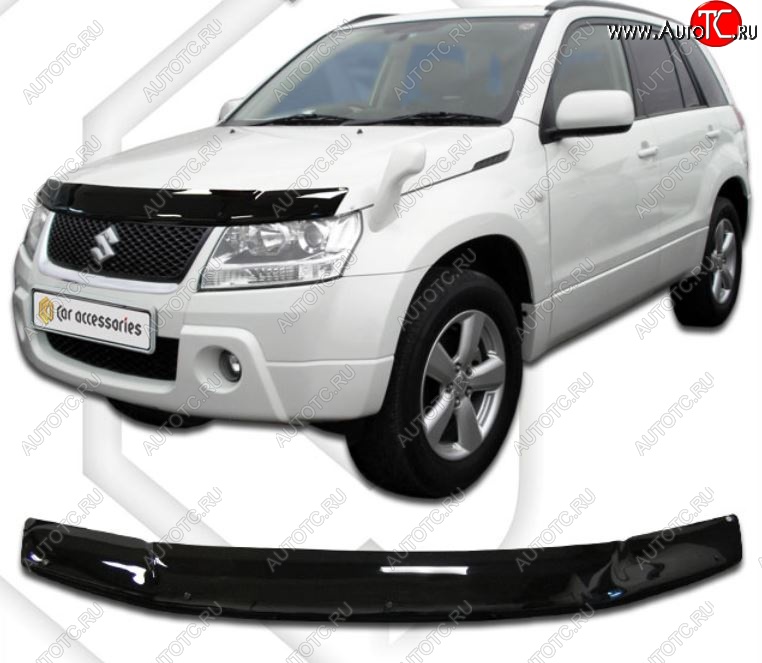 1 999 р. Дефлектор капота CA-Plastic  Suzuki Escudo ( 5,  3) (2006-2012) дв. дорестайлинг, дорестайлинг, 1-ый рестайлинг (Classic черный, Без надписи)  с доставкой в г. Пермь