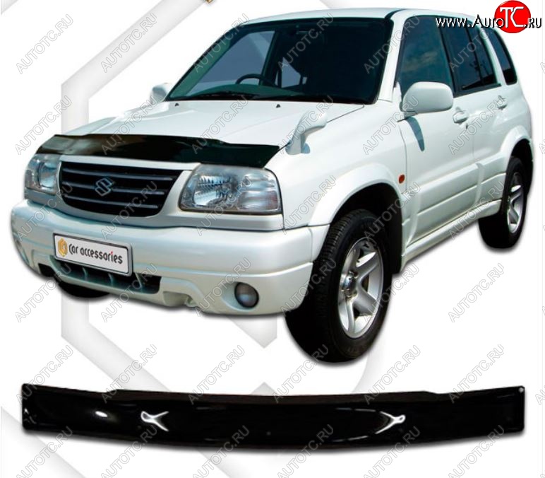 1 999 р. Дефлектор капота CA-Plastic  Suzuki Escudo  2 (1997-2006) (Classic черный, Без надписи)  с доставкой в г. Пермь