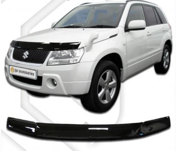 1 999 р. Дефлектор капота (TD54W TD94W) CA-Plastiс  Suzuki Grand Vitara ( JT 5 дверей,  JT 3 двери) (2005-2012) дорестайлинг, 1-ый рестайлинг (серия Classic черный, Без надписи)  с доставкой в г. Пермь. Увеличить фотографию 2