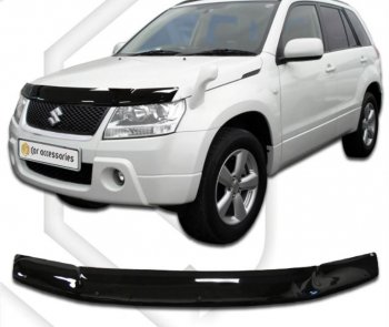 1 999 р. Дефлектор капота CA-Plastiс Suzuki Grand Vitara JT 3 двери дорестайлинг (2005-2008) (серия Classic черный)  с доставкой в г. Пермь. Увеличить фотографию 2