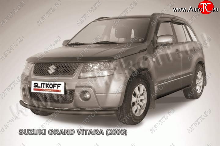 6 899 р. Защита переднего бампера Slitkoff  Suzuki Grand Vitara ( JT 5 дверей,  JT 3 двери) (2005-2008) дорестайлинг (Цвет: серебристый)  с доставкой в г. Пермь