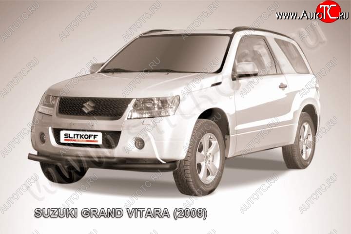 8 199 р. Защита переднего бампер Slitkoff  Suzuki Grand Vitara  JT 3 двери (2005-2008) дорестайлинг (Цвет: серебристый)  с доставкой в г. Пермь